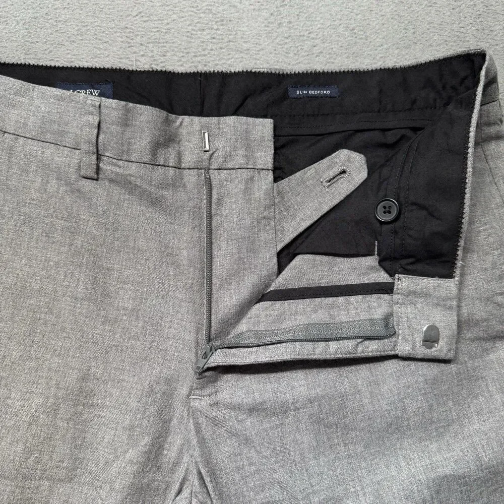 J.Crew Slim Bedford Mens 31X32 Pants Gray Chino Flat Front Casual Office Preppy